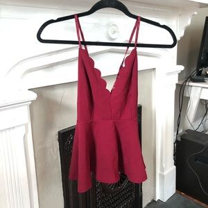 Red scalloped tank top